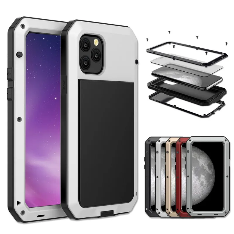 White 11 pro max Горячий противоударный пыленепроницаемый водонепроницаемый закаленное/закаленное стекло сплав протектор мобильного телефона Передняя Задняя крышка для IPhone 11 Pro Max - Цвет: White 11 pro max
