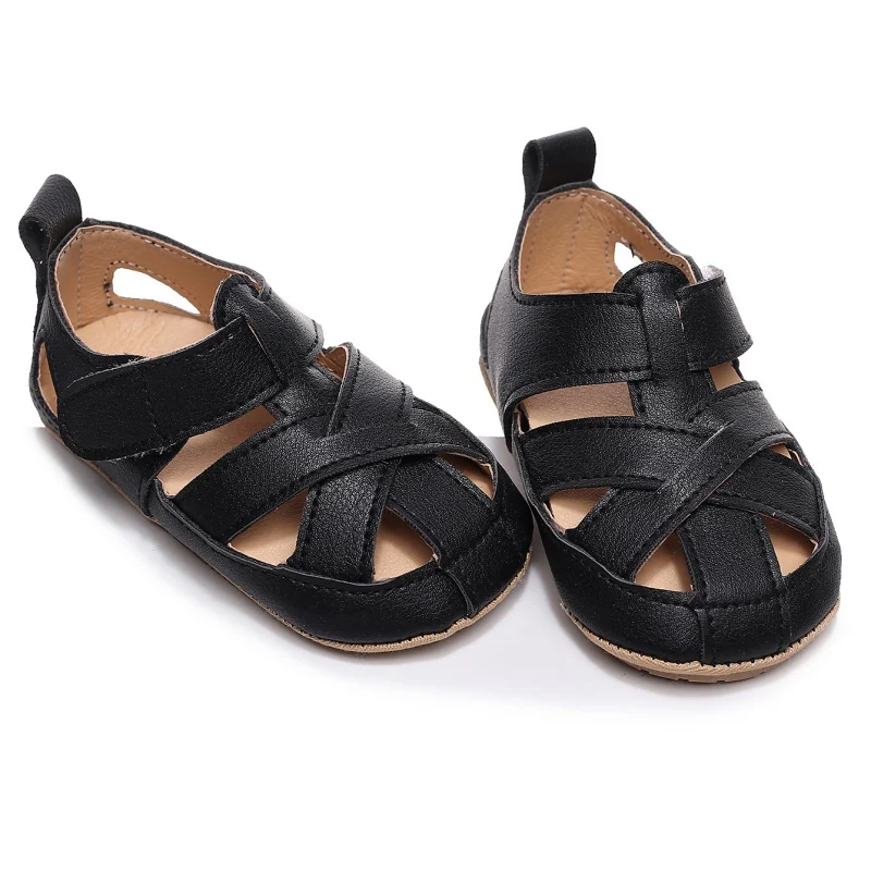 Infant Kid Beach Shoes Rubber Sole Anit-slip First Walker Toddle Baby Girl Shoes Princess Pu Hollow Solid Sandals 0-24Monthes