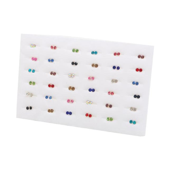 pairs/set Colorful Rhinestone Crystal Stud Earrings Sets For Women Girls Flower Round Small Plastic Earring Gifts Jewelry