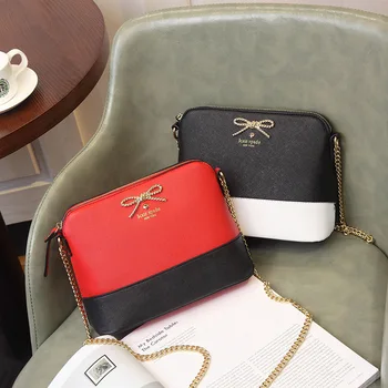 

2020 new bow decorated designer bags famous brand women gold chains shoulder bag purse square leather crossbody bags for women