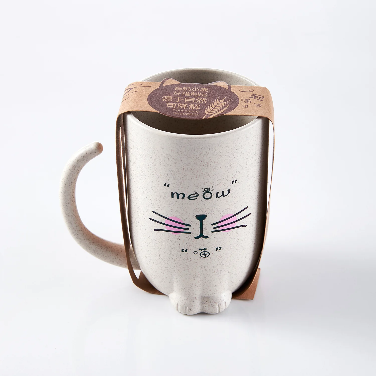 Beige Cup 3 шт., детская посуда для кормления, мультяшная кошка, детские блюда, детская посуда для еды, набор посуды, антигорячей пластины, тренировочная чаша+ ложка+ вилка - Цвет: Beige Cup