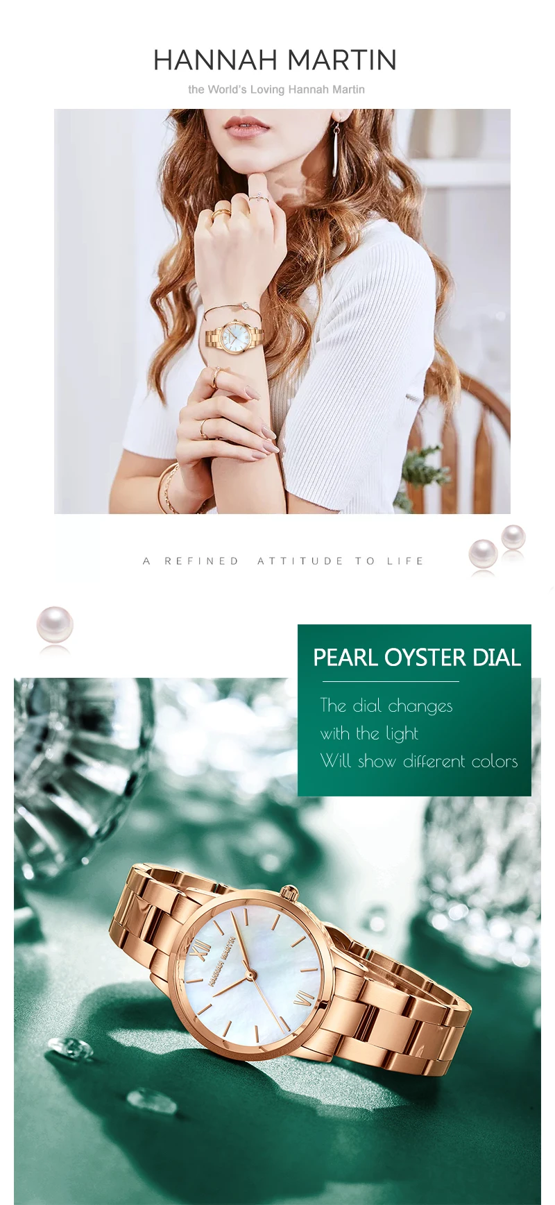 2021 NEW Japan Quartz Pearl Oyster Jade Stone White Shell Waterproof Ladies Full Stainless Steel Classic Wrist Watches for Women