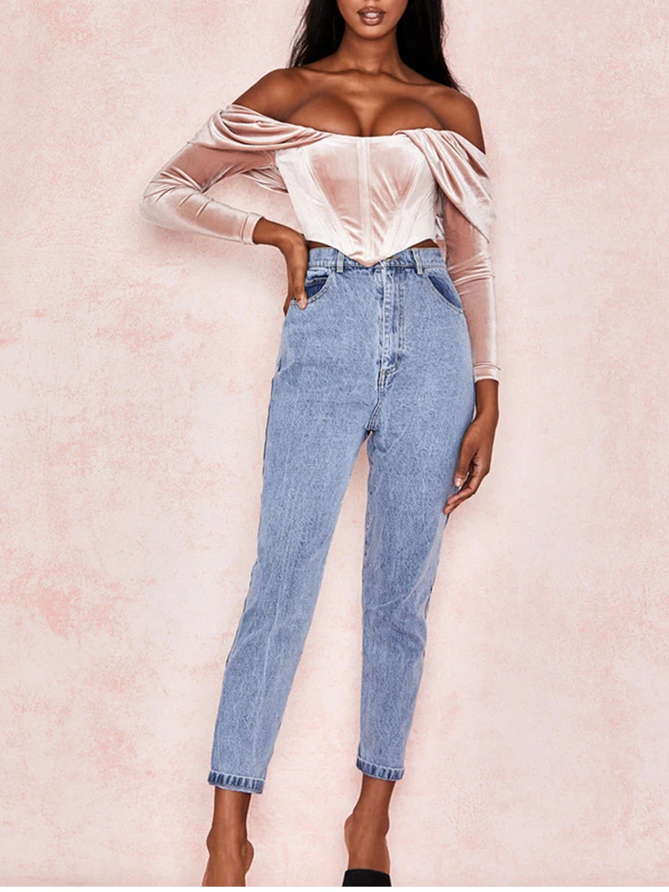 NewAsia Boning Corset Shirt Velvet Blouse Women Autumn Vintage Long Sleeve Ruched Off Shoulder Corset Tops Ladies Sexy Shirt New