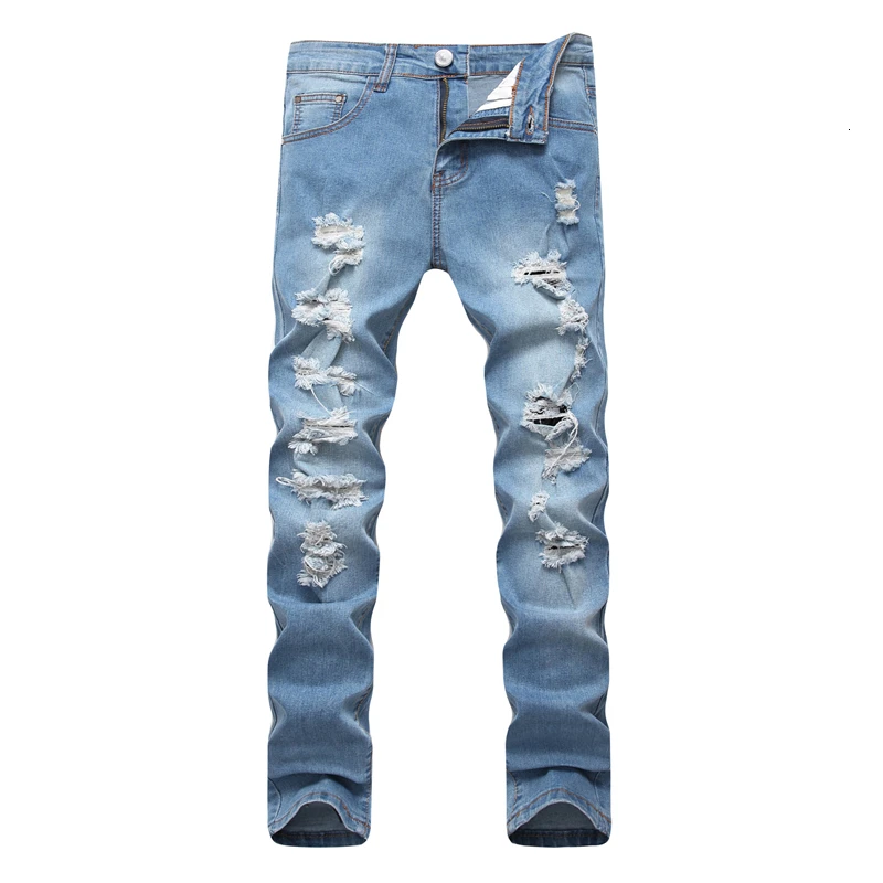 Новые модные рваные джинсы, мужские лоскутные укороченные брюки с дырочками и принтом, мужские ковбойские джинсовые брюки, мужские прямые поставки