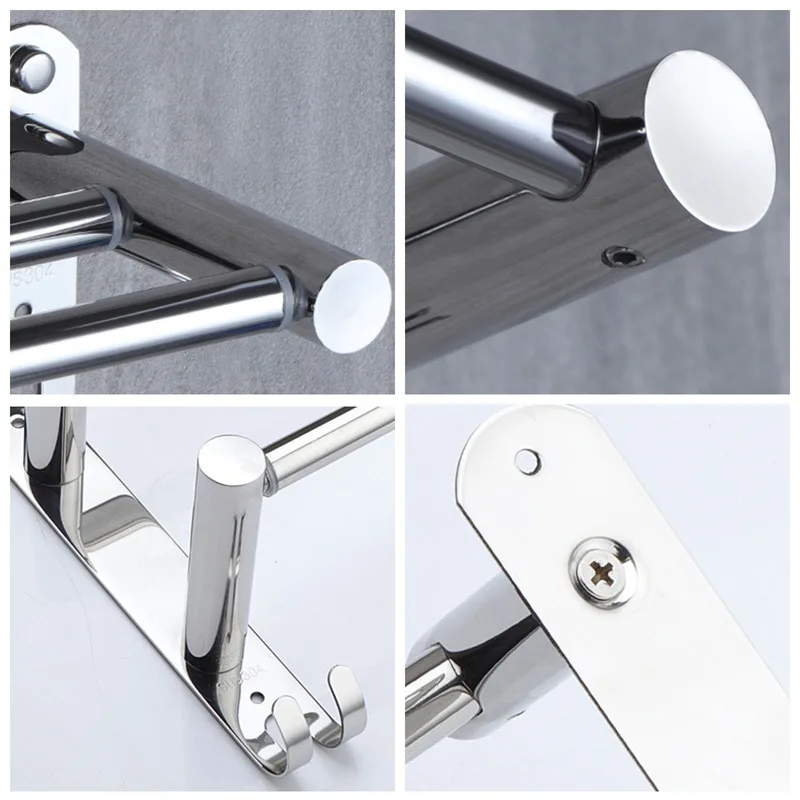 Towel Rack stainless Steel Flexable adjustable 40 CM 3 ties Arm Holder Bar Rail Hanger Wall Mounted For Bathroom WF
