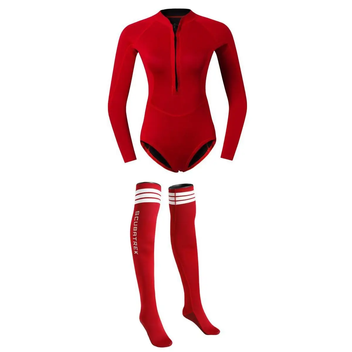 Breathable Women Diving Wetsuit Dive Suit Jacket Briefs & Non-Slip Fin Socks for Swimming Surfing Sailing Kayaking