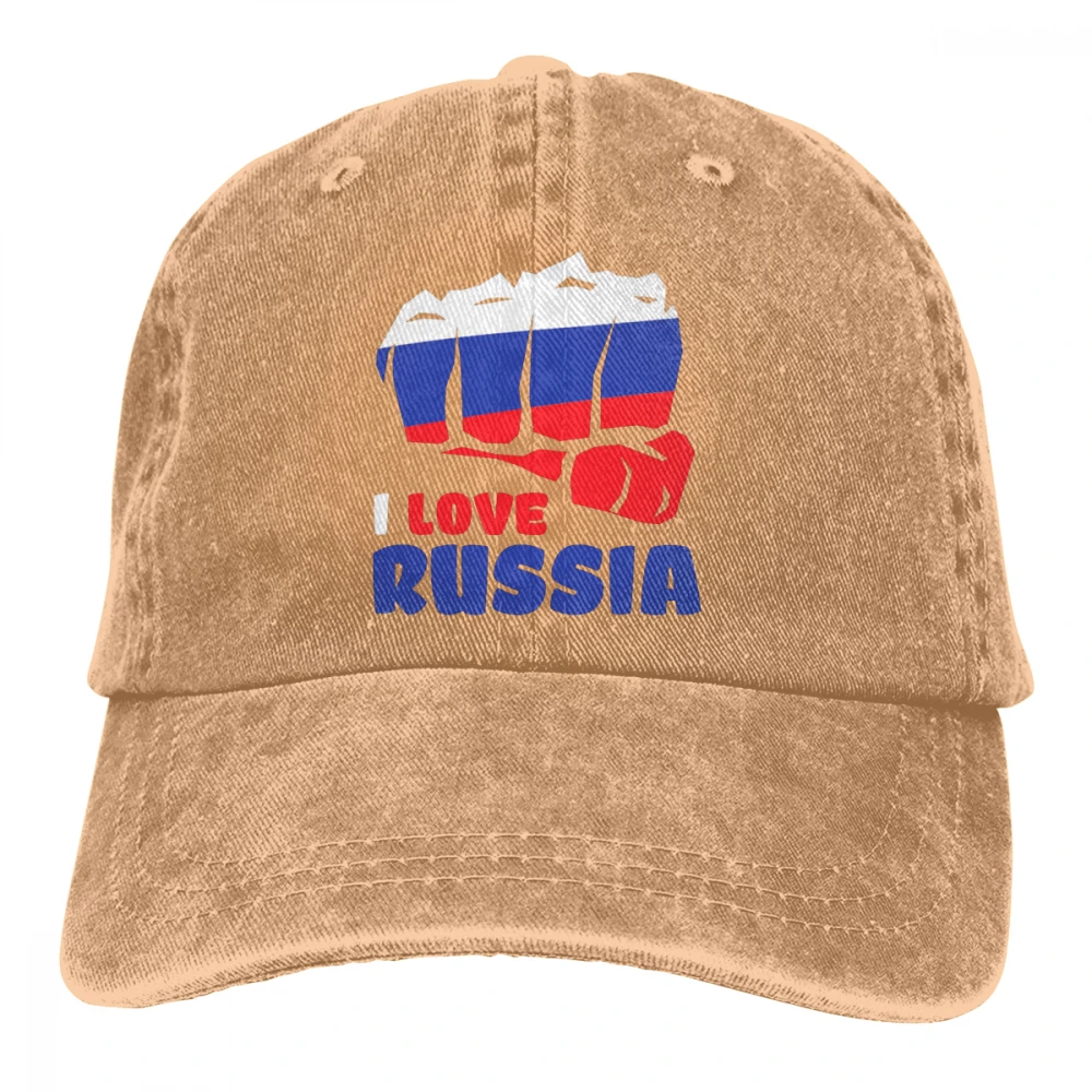 Я люблю Россию Casquette натуральный унисекс Мужские Женские джинсовые бейсболка с ремешком кепки Регулируемый Гольф папа шляпа