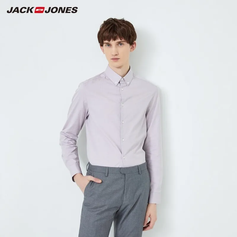 JackJones Мужская рубашка с длинными рукавами и отложным воротником из хлопка 219305524 - Цвет: RED WINE