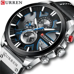 Sleek CURREN Men's Waterproof Sports Quartz Watch with Date Feature (Silver blue)