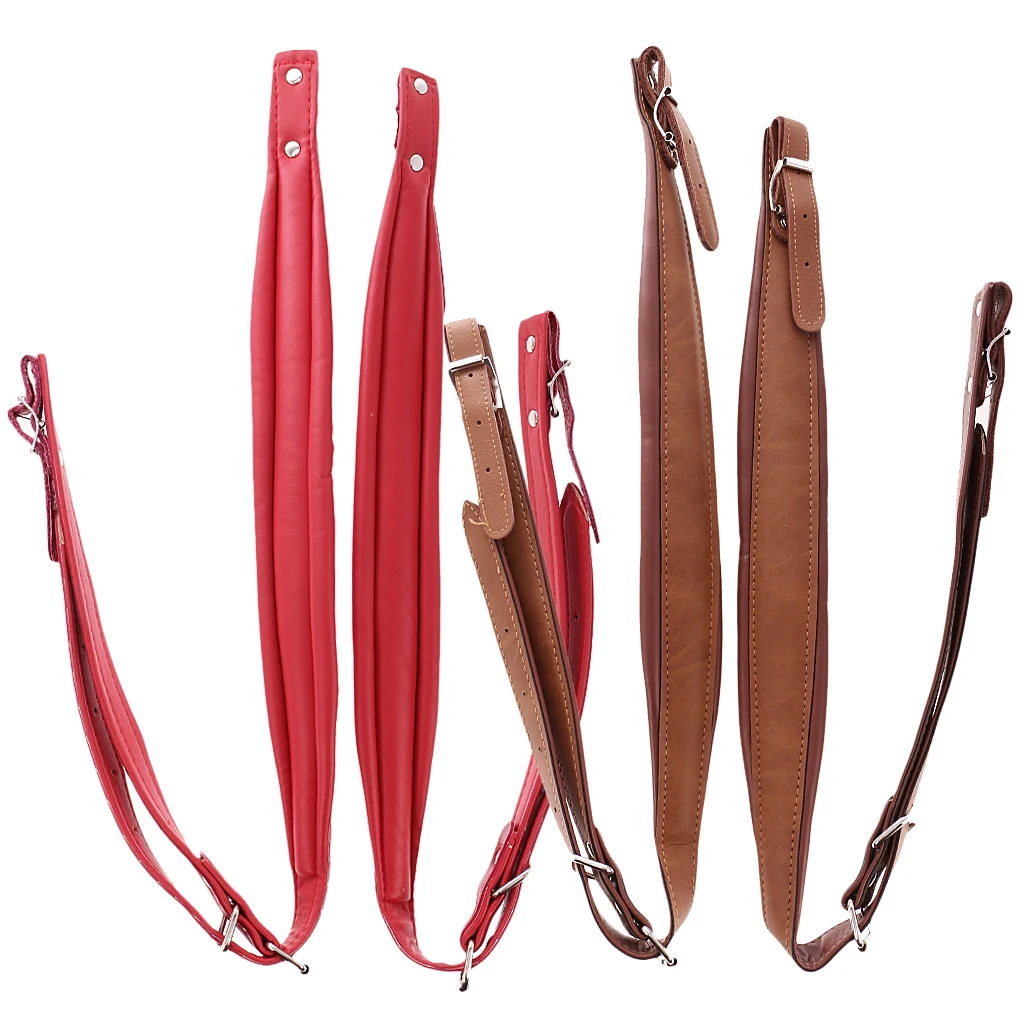 Two Pairs of PU Leather Shoulder Hardness Straps for 16-120 Bass Accordion