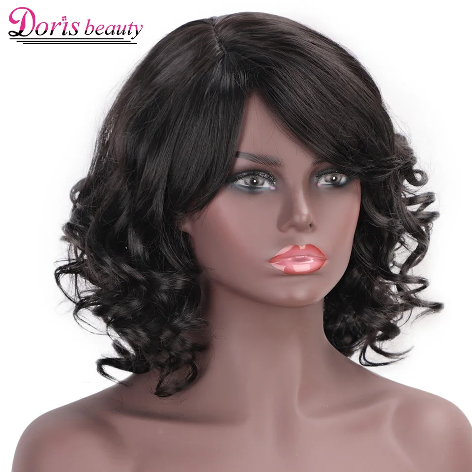 Doris beauty синтетические Короткие парики для женщин с челкой черные волнистые