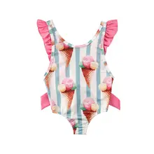 Модный летний хлопковый полосатый купальник купальный костюм для маленьких девочек купальный костюм бикини