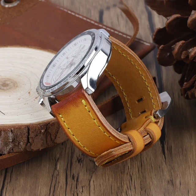 22mm, 24mm Orange Ostrich Leather Watch Strap for Panerai 24mm