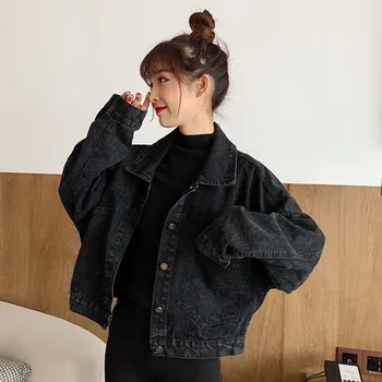 

Jackets Women Denim Short Loose Single Breasted Button Pockets Korean Style Chic Retro Harajuku Casual Streetwear Womens