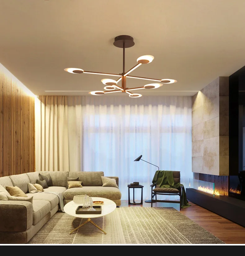 Новый коричневый современный светодиодный подвесной светильник, подвесная креативная нордическая лампа для гостиной, спальни, столовой