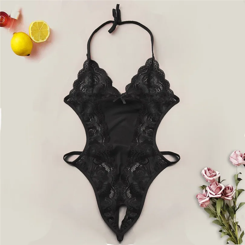 Lace Bodysuit Women Sleepwear Bodysuit Lingerie Crotchless Backless Jumpsuit Underwear Soutien Gorge Sexy Erotique 30DEC1305