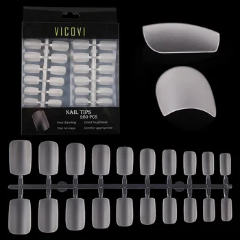 

280 Pcs Frosted False Nail Tips DIY Non-trace Phototherapy Nail Extended Patch Sequins Ultra-thin Nail Transparent DL