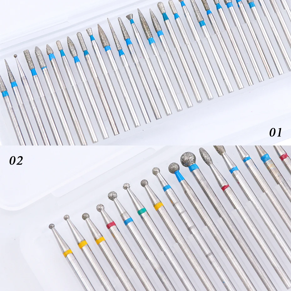 30 шт./компл. алмазное сверло Набор для маникюра фрезы нейл-арта карбида Сталь с окаймлением, фрезер для ногтей, сверлильный биты-аксессуары инструмент BE051