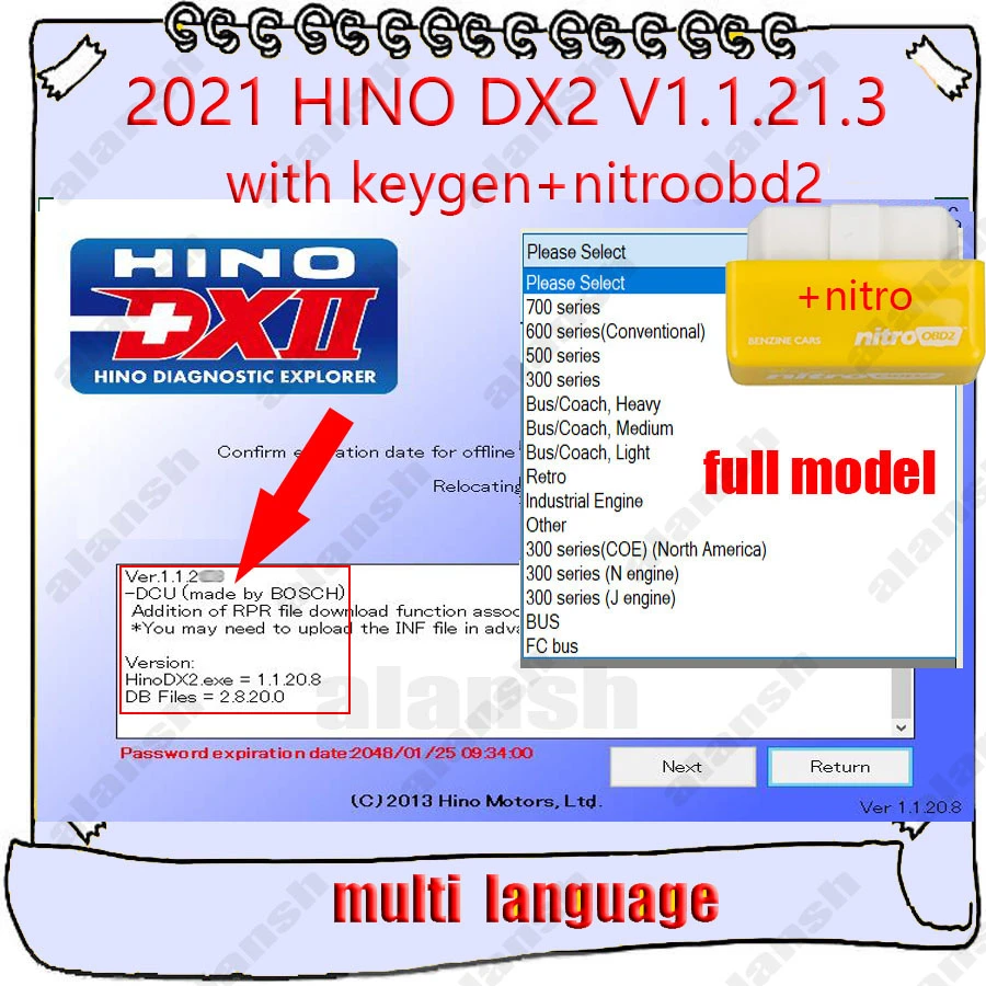 best automotive engine analyzer 2021 for Hino DX2 V1.1.21.3 for Hino Diagnostic EXplorer 2 + Troubleshootings Database + Keygen + Video + Nitro car battery tester