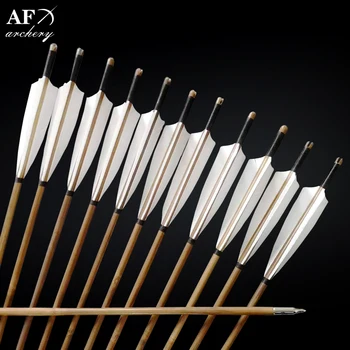 

12x 400spine Large diameter bamboo Arrows Turkey feather for Longbow Recurve Bow Hunting with High Quality