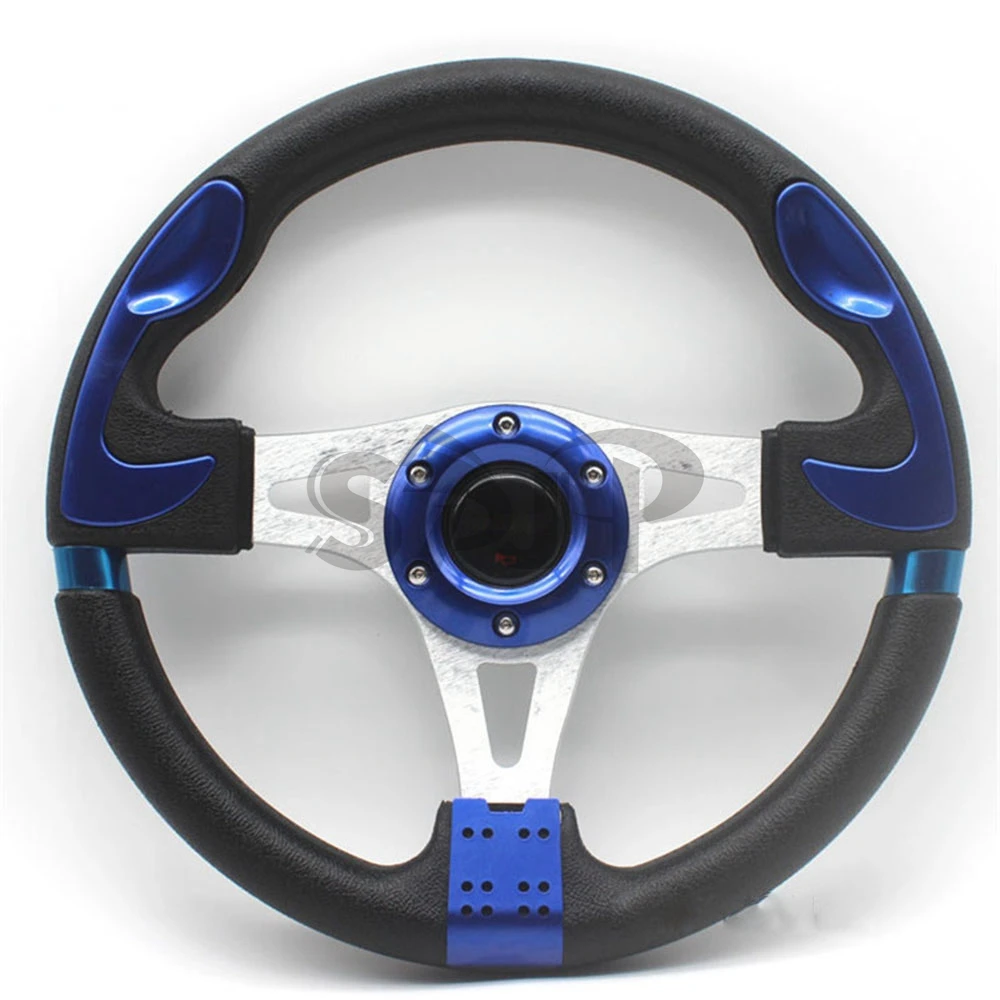 Универсальный ПВХ кожаный руль 320 мм 13 дюймов гоночный руль Алюминиевый Дрифт спортивный руль s и рог с логотипом