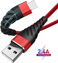 2.4A USB Fast Charging Type C Cable Charger Charge Micro USB Cable Mobile Phone Cable USB Cord For Samsung S21 Huawei Xiaomi LG