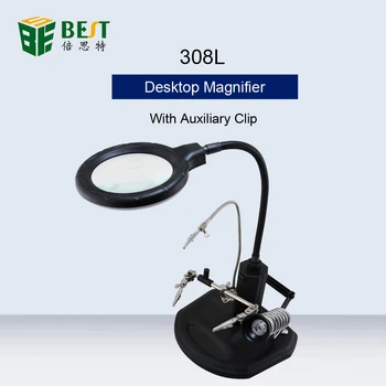 

BST-308L LED Magnifier With Auxiliary Clip Iron Frame Tin Wire Frame Welding Workbench For Phone Repair Desktop Magnifying Glass
