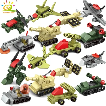 

HUIQIBAO 178pcs Military Weapon helicopter Trucks building blocks set Vehicle Army bricks Educational toy for children boy