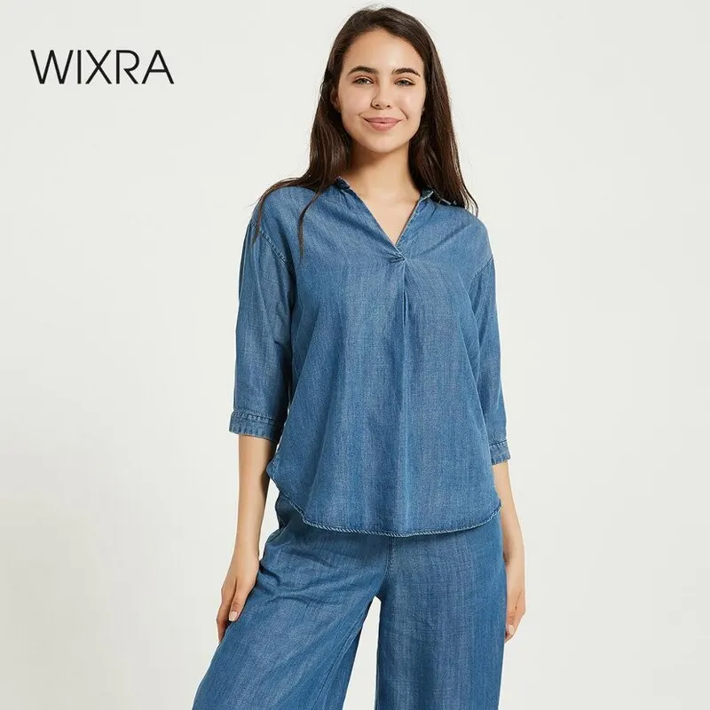 Женская рубашка с длинным рукавом Wixra Повседневная Свободная осень-весна