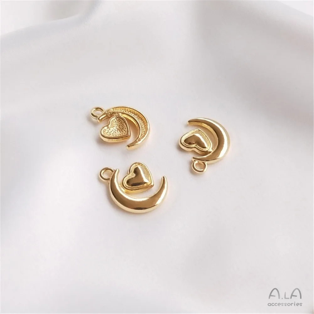 14K 금 도금 달 펜던트 액세서리, DIY 손 팔찌 헤드피스 귀걸이, 별과 달 펜던트 소재