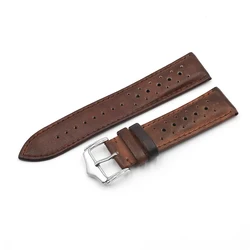 Luxurious Genuine Leather Watch Band Strap with High - Quality Buckle - Blue & Black - 22mm (Brown)