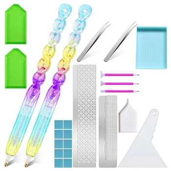 

Diamond Painting Tools with Painting Point Drill Pen, Trays, Tweezers and Diamond Painting Ruler for Diamond Painting