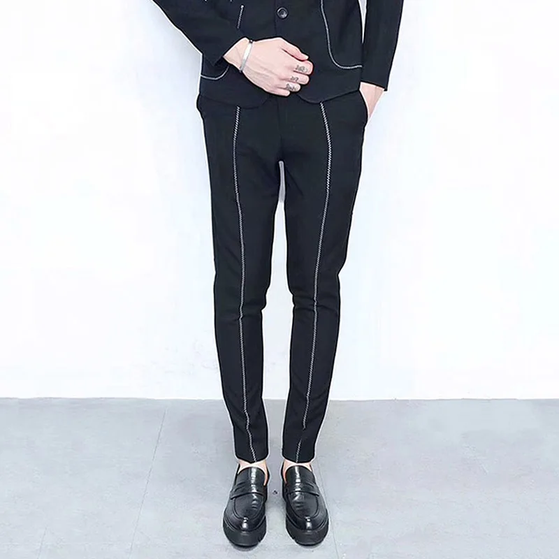Корейские повседневные Черные бриджи Мужская официальная одежда для работы