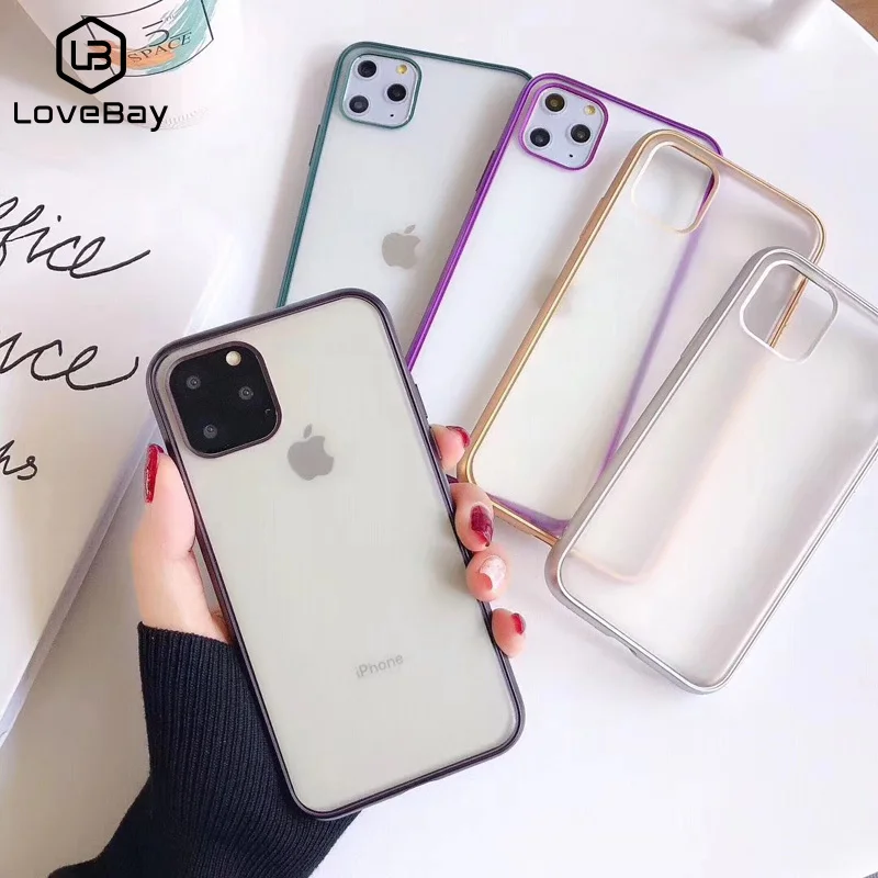 Lovebay Candy Colorful Frame Phone Case For iPhone 11 Matte Transparent Soft TPU Splice Cover Pro Max Back |