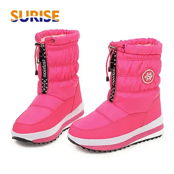 

2020 Winter Women Warm Fur Snow Boots Black Red Waterproof Down Casual Travel Ladies Thick Platform Elastic Band Mid-calf Boots