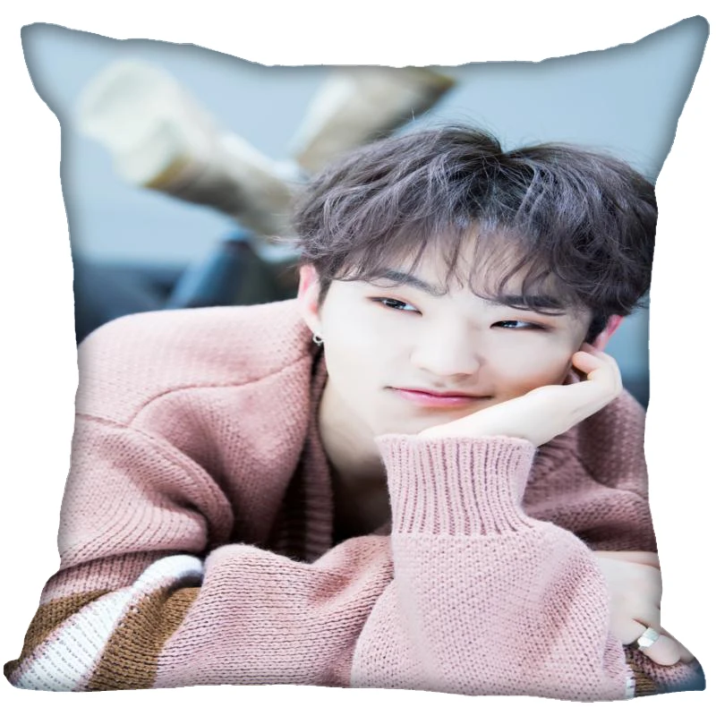Новинка квадратные шелковые наволочки Kpop с принтом Seventeen сатиновая наволочка для