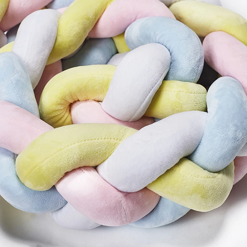 Baby Crib Bed Bumper Knotted Braided Plush Nursery Cradle Decor Newborn Infant Pillow Cushion Junior Bed Sleep Bumper YZL002