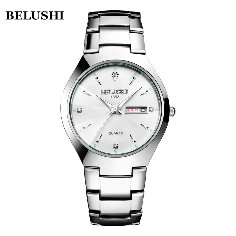 

BELUSHI Fashion Couple Watch Brand Luxury Quartz Watch Waterproof Wristwatch Stainless Steel Display Date Clock erkek kol saati