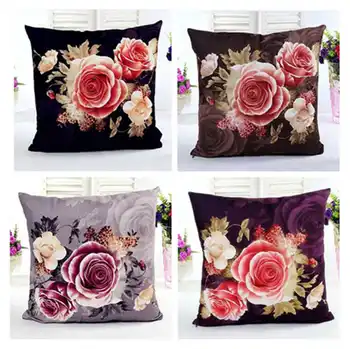 

Beautiful Peony Flower Pillow Case Home Sofa Cushion Cover Dyeing Printing Bed Car Decor