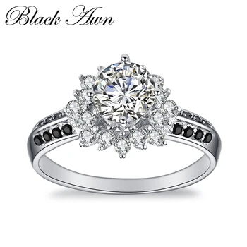 

BLACK AWN 2020 New 925 Sterling Silver Party Flower Wedding Rings for Women Silver 925 Jewelry C389