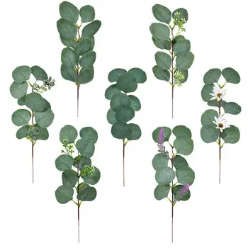 

10Pcs/Set Indoor Outdoor Wall Hanging Creeper For Home Garden Green Artificial Eucalyptus Leaf Plants Wreath for Christmas Decor