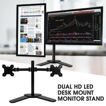 

Adjustable Double Screen Laptop Stand Holder Stand 360Rotation Monitor Desk Stand Free Standing Dual Desk LCD TV Mount 27 Inch