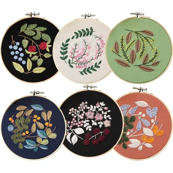 

DIY Handmade Flower Embroidery Kit with Hoop for Beginner Needlework Practice Kits Cross Stitch Sewing Wall Art Home Decor