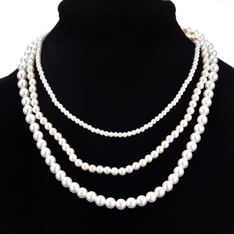 3 ряда жемчужное ожерелье многослойное женское бохо Collier Femme Collares Mujer sauir Long Lange Ketting
