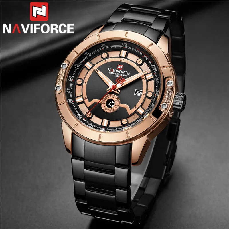 

NAVIFORCE Men Watch Sport Waterproof Top Brand Luxury New Man Wristwatch Military Stainless Steel Quartz Fashion Male Clock 9166