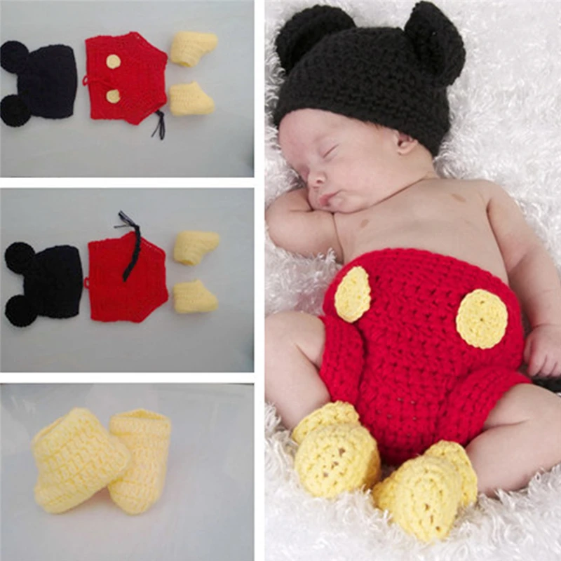 Description Picture 4 of item3Pcs/set Newborn Baby Girls Boys Crochet Knit Costume Photography Prop Outfits
