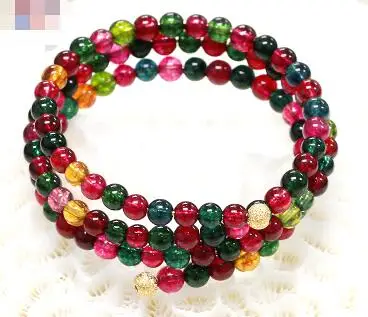 Натуральный камень 108 зерна медной проволоки мульти цепи воротник - Окраска металла: Покрытие антикварным золотом