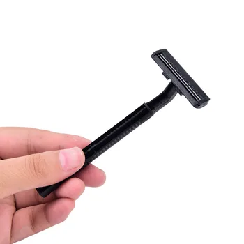 

2 Pcs Black Razor Bathrooms Disposable Shaving Razor Handle Stainless Steel Blade For Man Face Care Shaving Barbear Razor