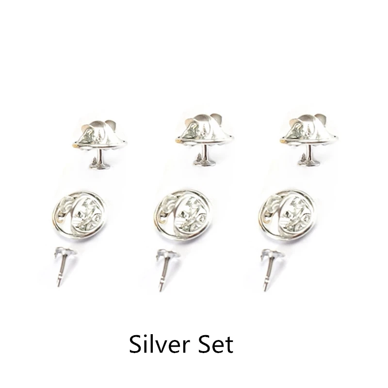 Silver Set 50 комплектов Золотой Серебряный Цвет основа Бабочка Брошь держатель медные металлические броши значок держатель для Diy ювелирных изделий - Цвет: Silver Set