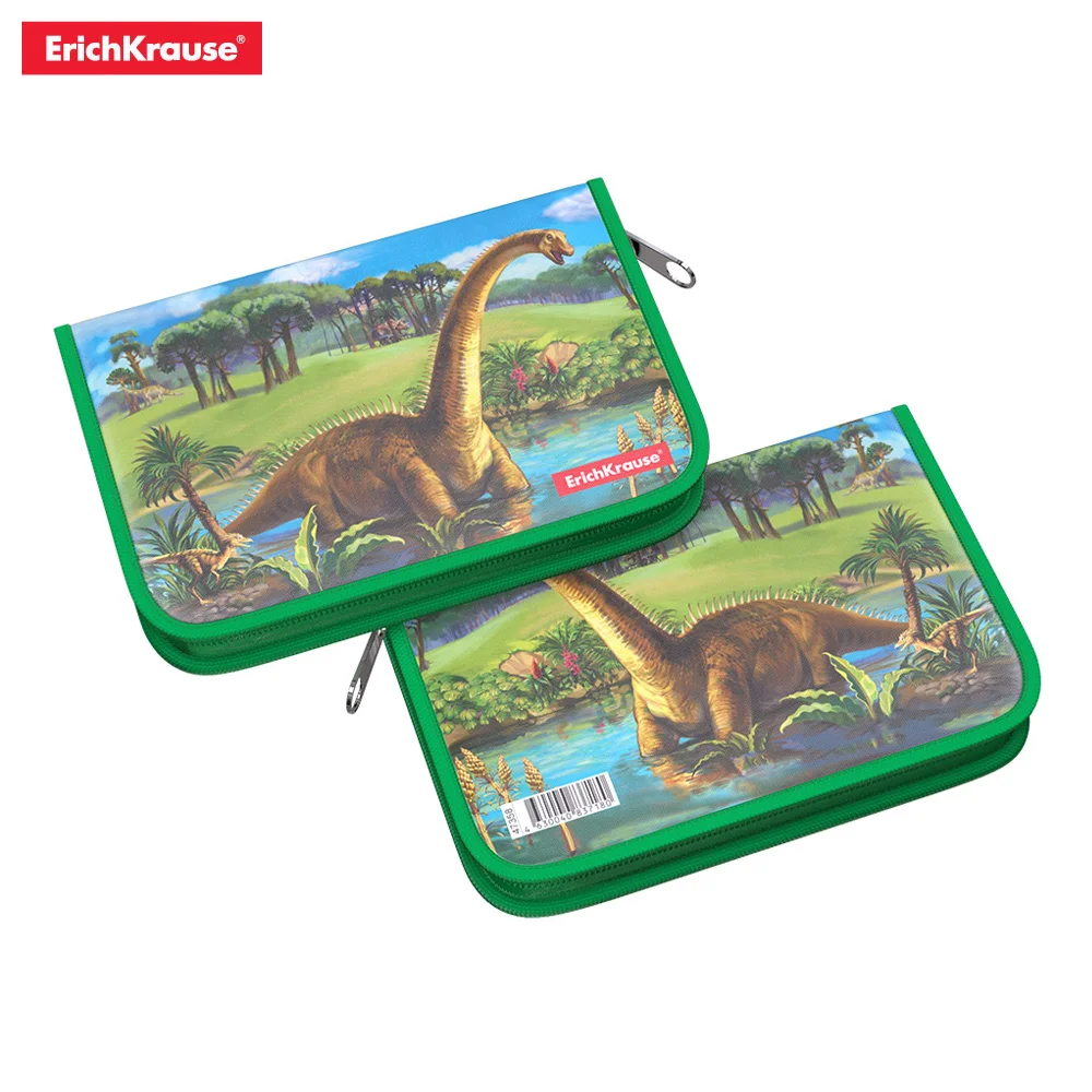 Пластиковый пенал книжка без наполнения ErichKrause 135x205x30мм Dinosaurs Flamingo Flowers Geometry Leos
